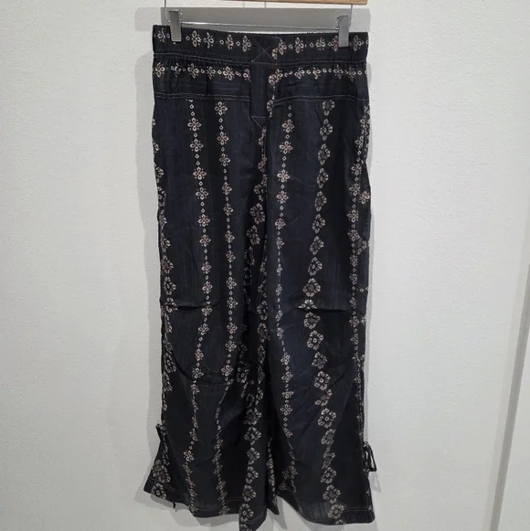 NWT Free People Come Over Printed Pants Charcoal Combo XS - Picture 4 of 10